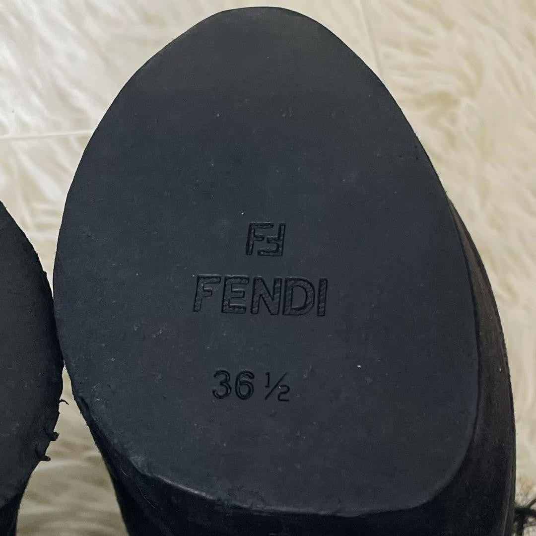 FENDI Short Boots Shoes EU 36.5 US 6.5 Suede Black Authentic
