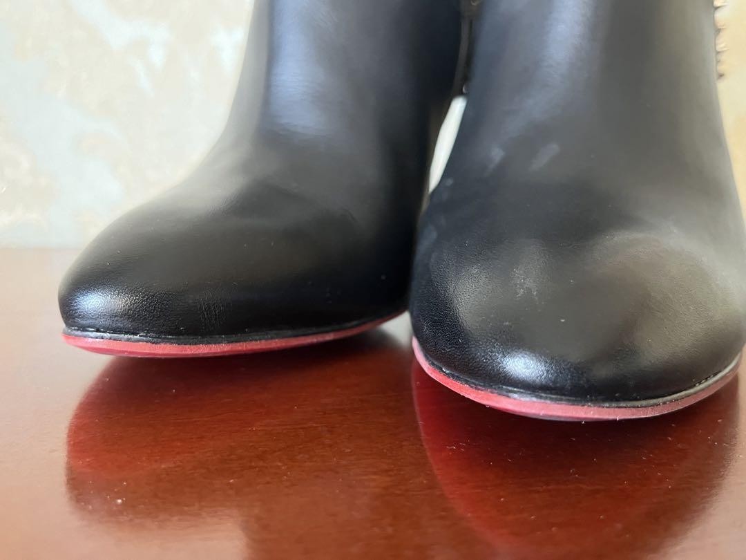 Christian Louboutin Short Boots Shoes Studs EU 36 US 6 Leather Black Authentic