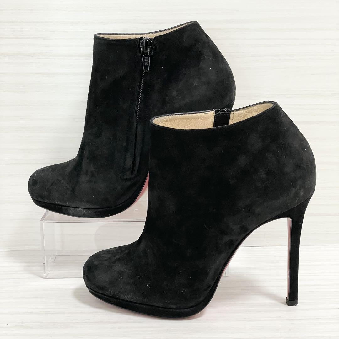 Christian Louboutin Short Boots Shoes EU 36.5 US 6.5 Suede Black Authentic