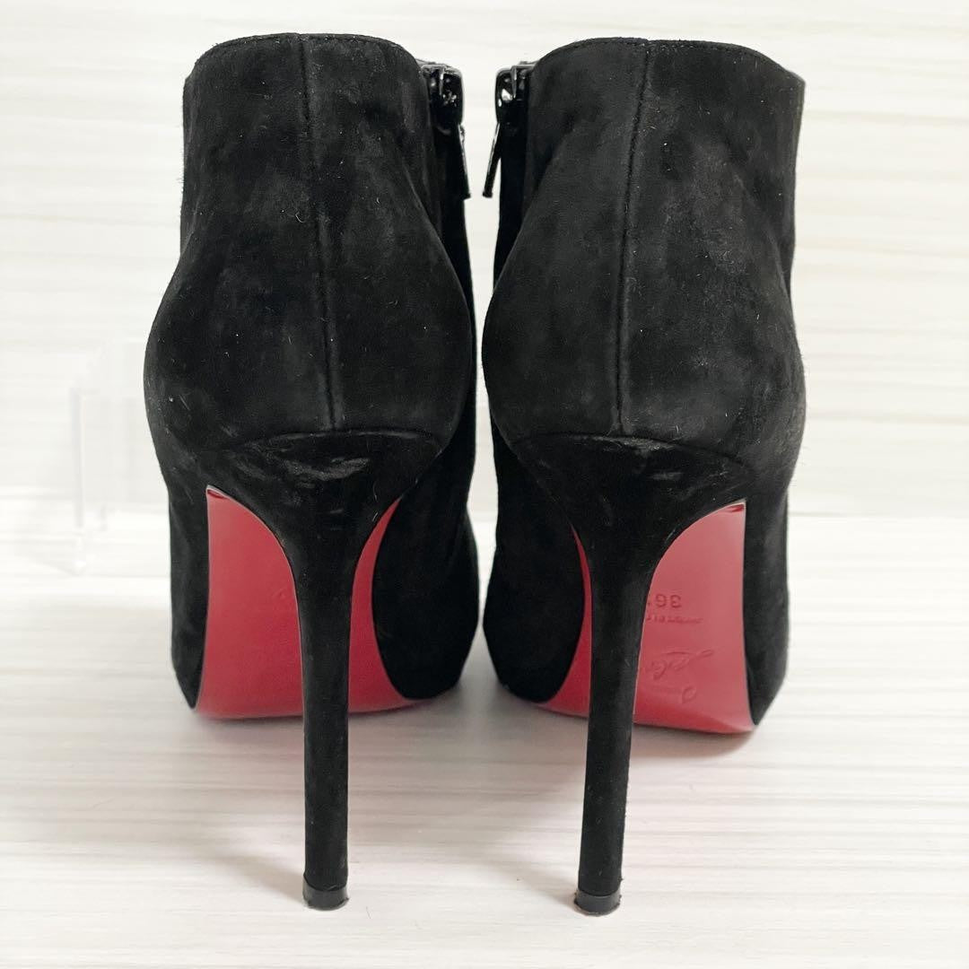 Christian Louboutin Short Boots Shoes EU 36.5 US 6.5 Suede Black Authentic