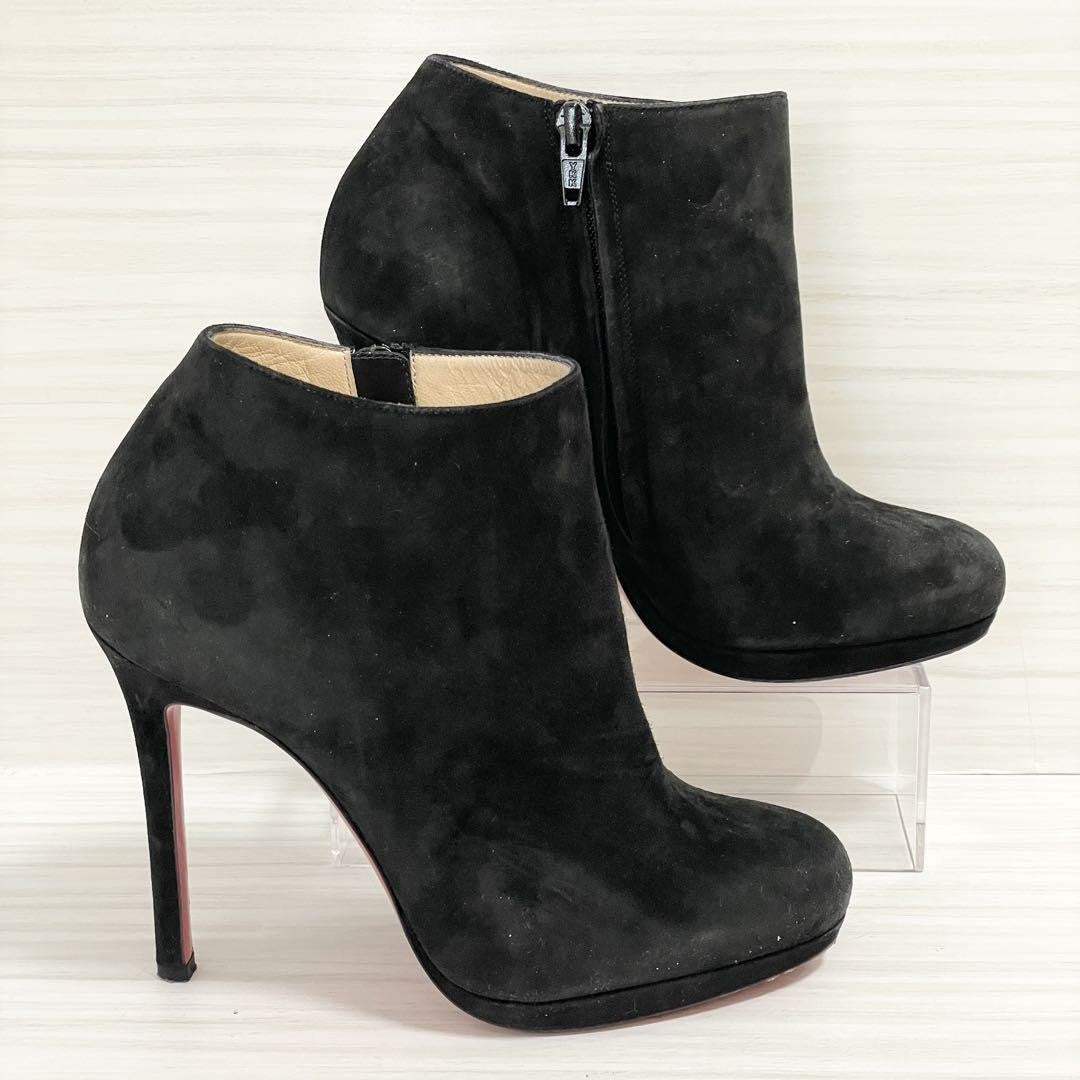 Christian Louboutin Short Boots Shoes EU 36.5 US 6.5 Suede Black Authentic