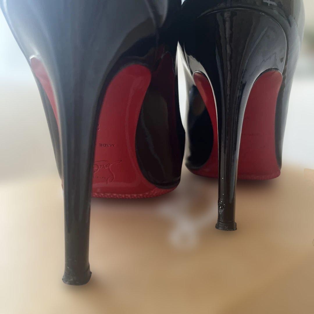 Christian Louboutin Shoes Pumps Heel EU 36 US 6 Patent Leather Black Auth