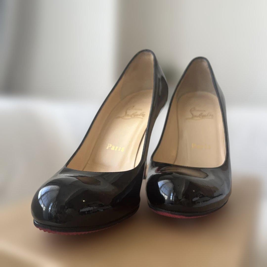Christian Louboutin Shoes Pumps Heel EU 36 US 6 Patent Leather Black Auth