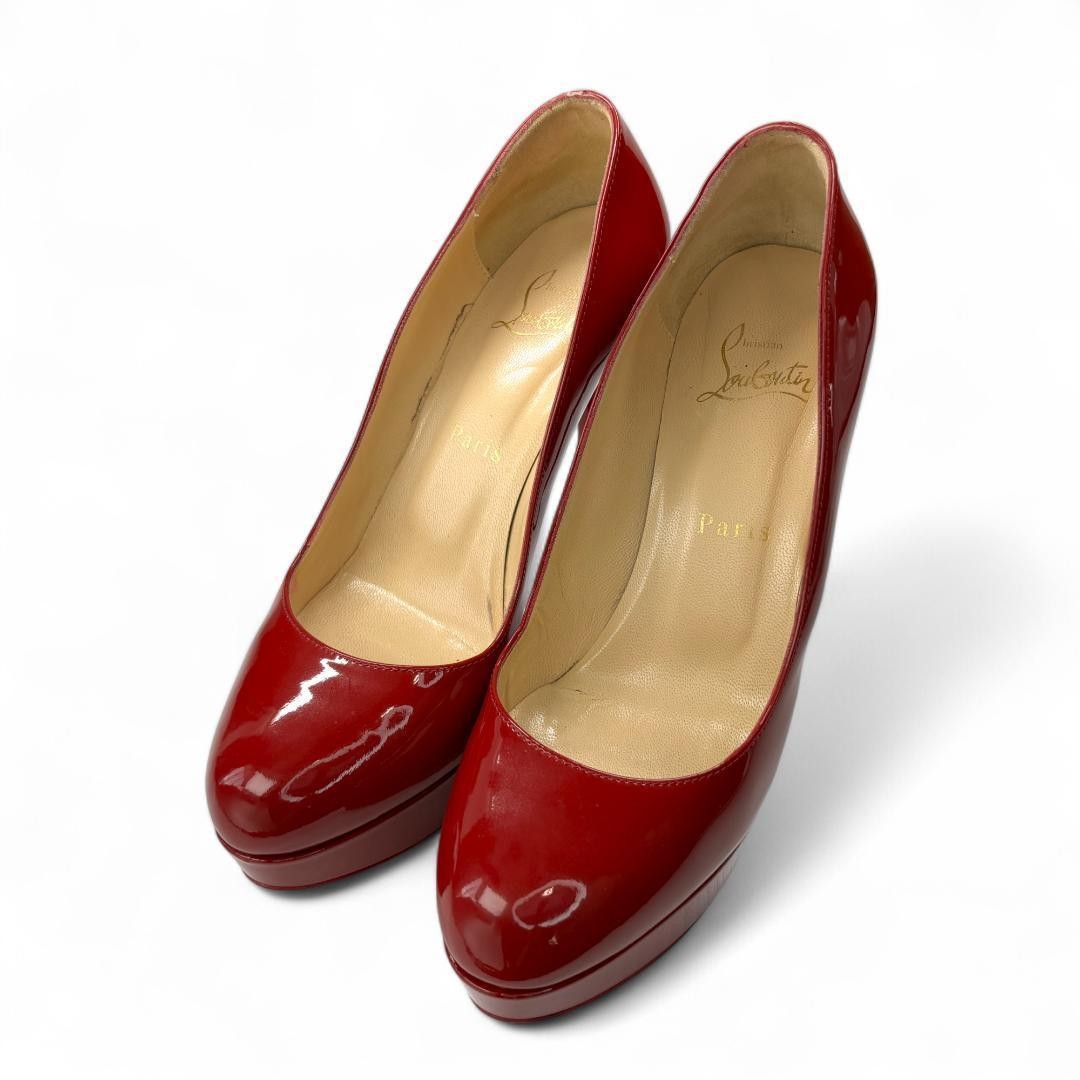 Christian Louboutin Shoes Pumps Heel EU 37 US 7 Patent Leather Red Auth