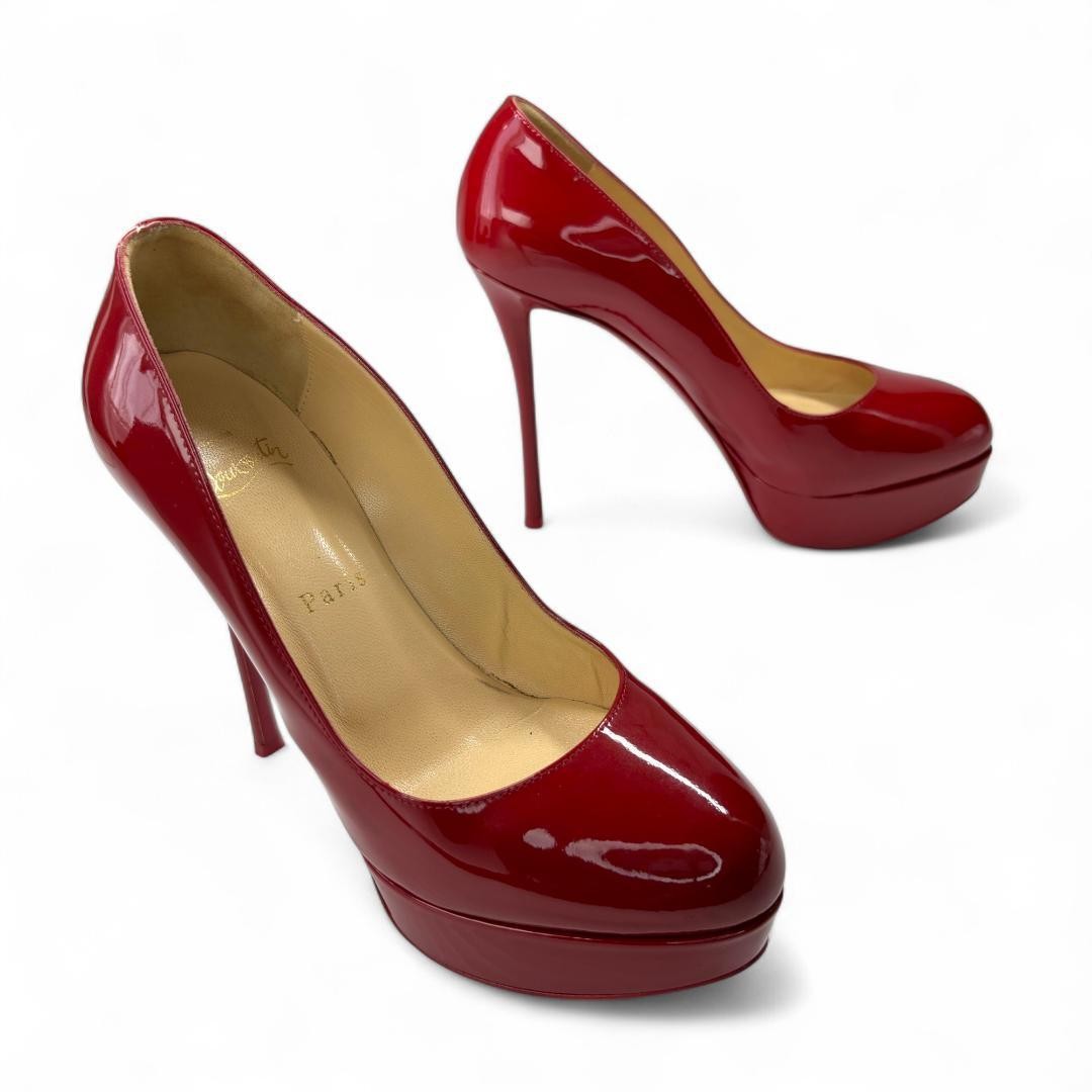 Christian Louboutin Shoes Pumps Heel EU 37 US 7 Patent Leather Red Auth