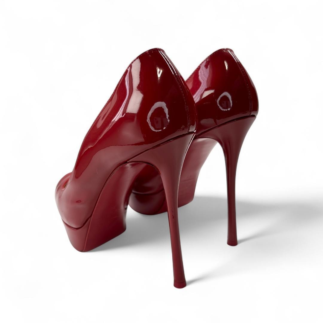 Christian Louboutin Shoes Pumps Heel EU 37 US 7 Patent Leather Red Auth