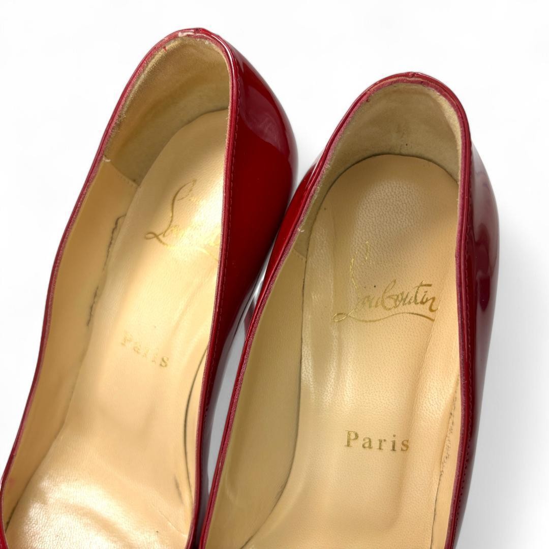 Christian Louboutin Shoes Pumps Heel EU 37 US 7 Patent Leather Red Auth