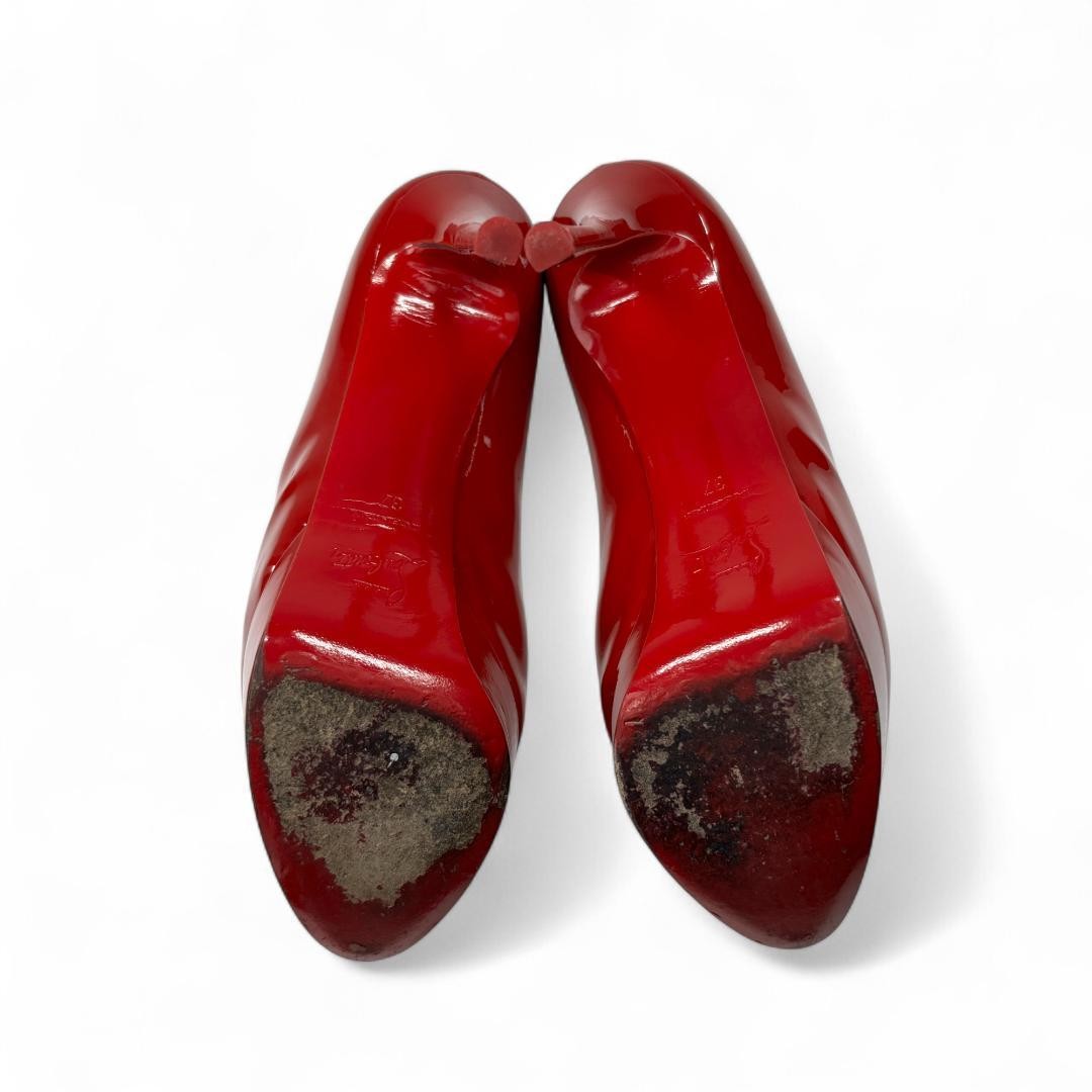 Christian Louboutin Shoes Pumps Heel EU 37 US 7 Patent Leather Red Auth