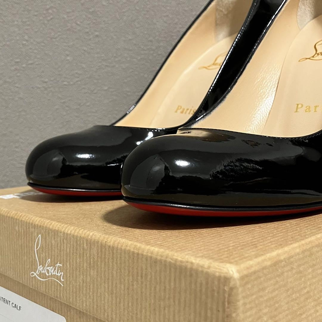 Christian Louboutin Shoes Pumps Heel EU 37 US 7 Patent Leather Black Red Auth