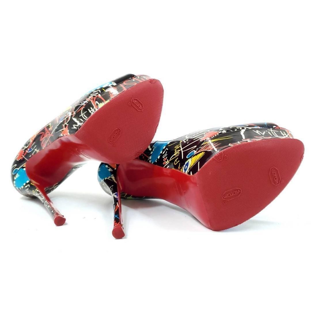 Christian Louboutin Shoes Pumps Heel EU 38 US 8 Black Multicolor Auth