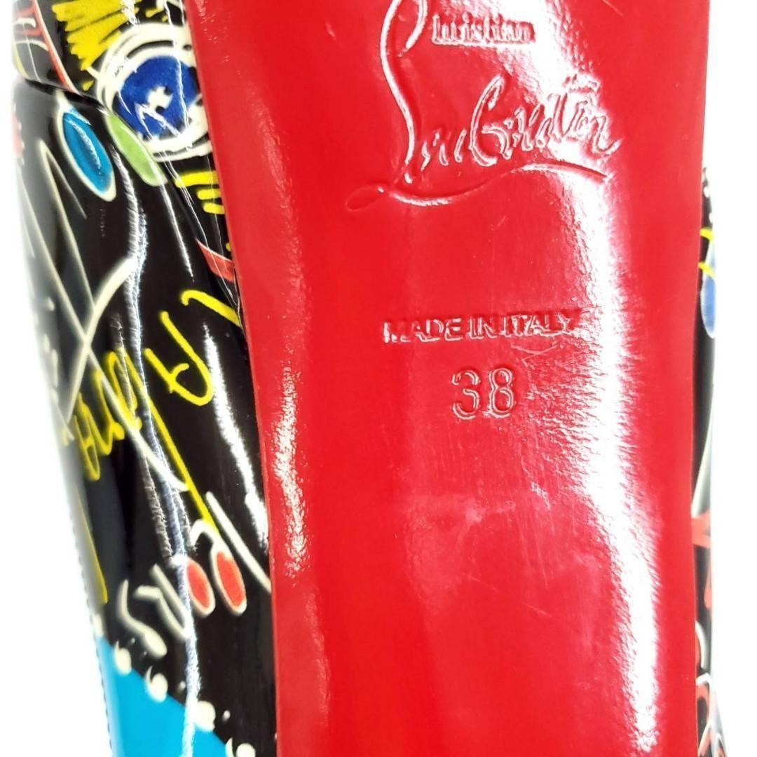 Christian Louboutin Shoes Pumps Heel EU 38 US 8 Black Multicolor Auth