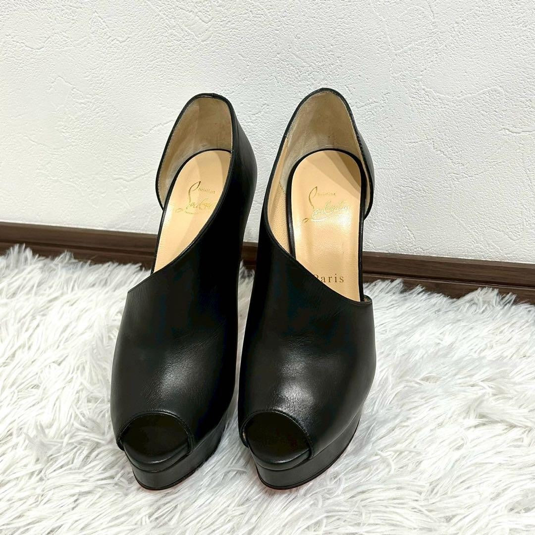 Christian Louboutin Shoes Pumps Heel EU 37 US 7 Leather Black Authentic