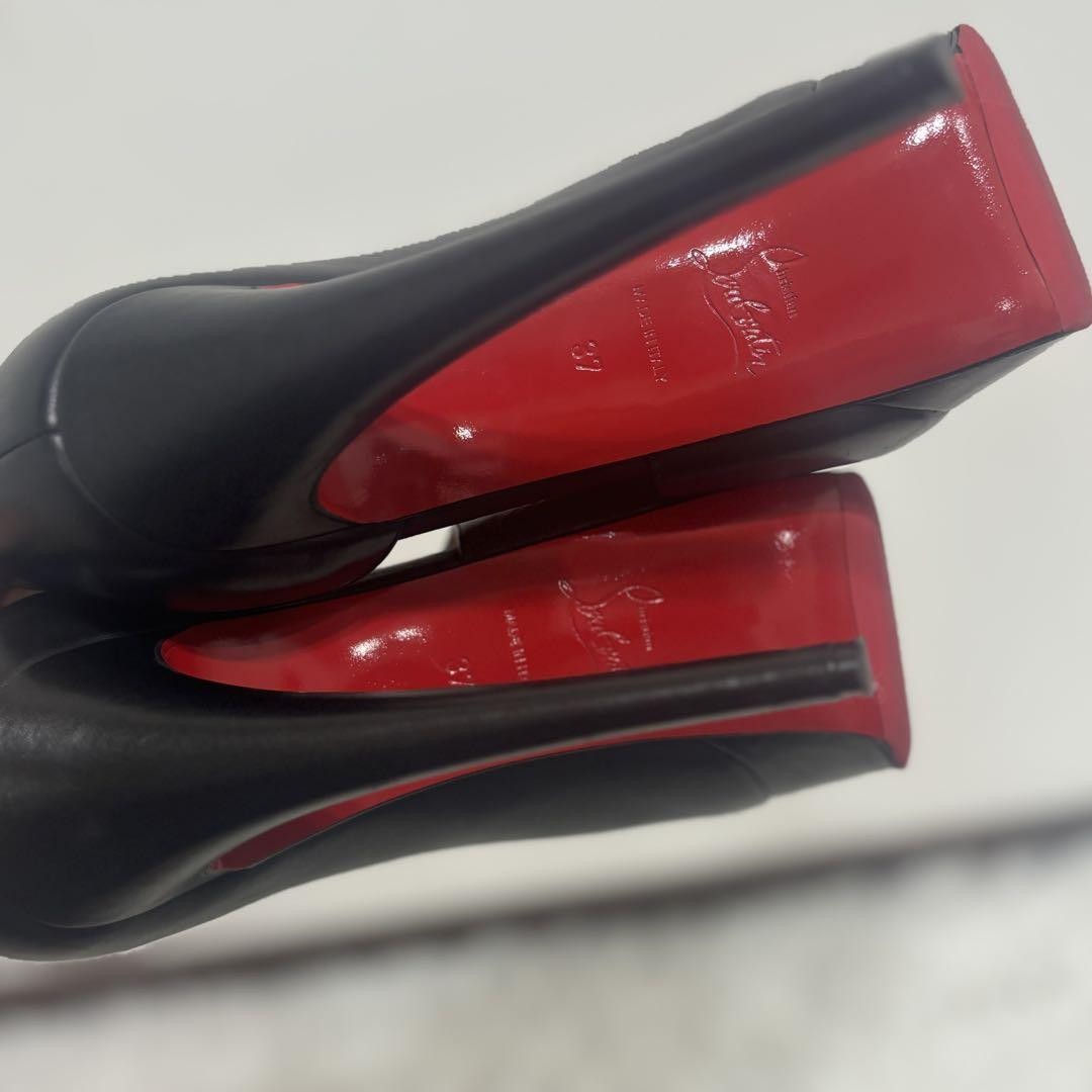 Christian Louboutin Shoes Pumps Heel EU 37 US 7 Leather Black Authentic