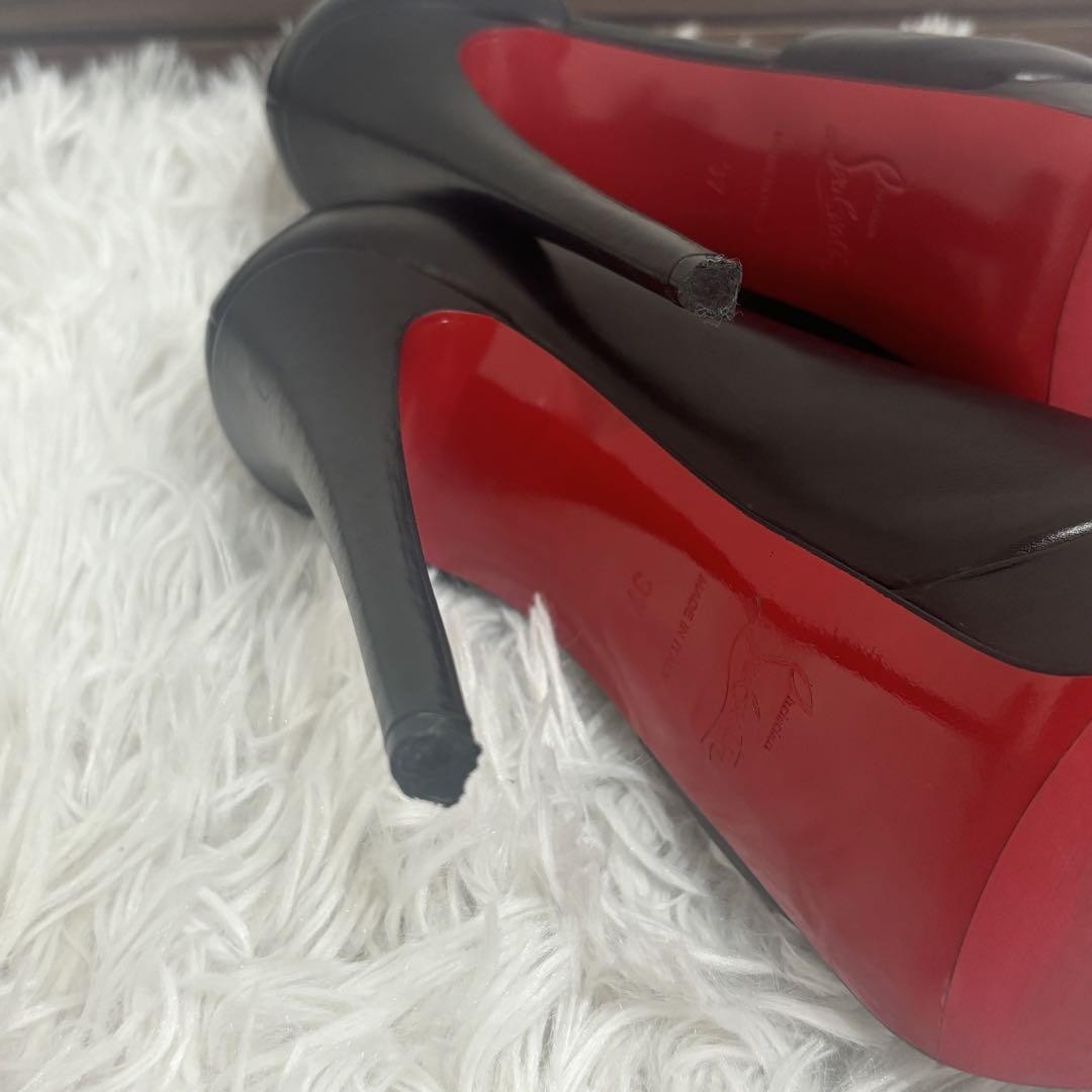 Christian Louboutin Shoes Pumps Heel EU 37 US 7 Leather Black Authentic