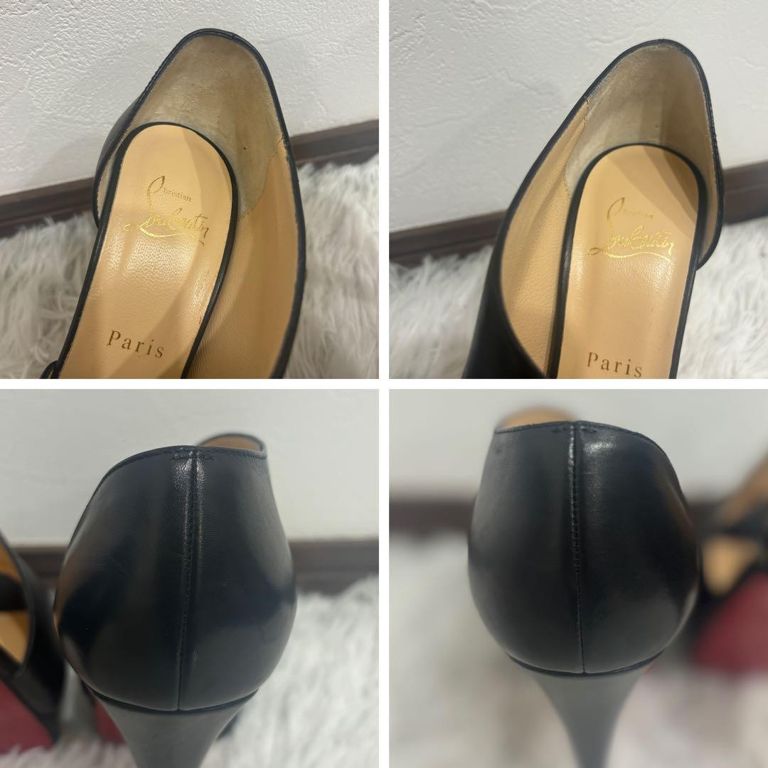 Christian Louboutin Shoes Pumps Heel EU 37 US 7 Leather Black Authentic