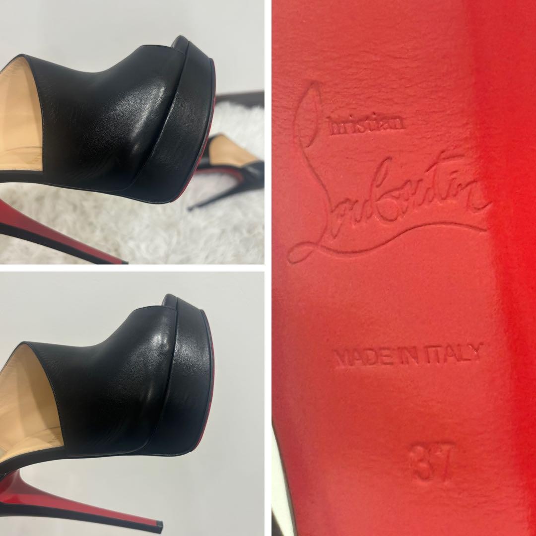 Christian Louboutin Shoes Pumps Heel EU 37 US 7 Leather Black Authentic