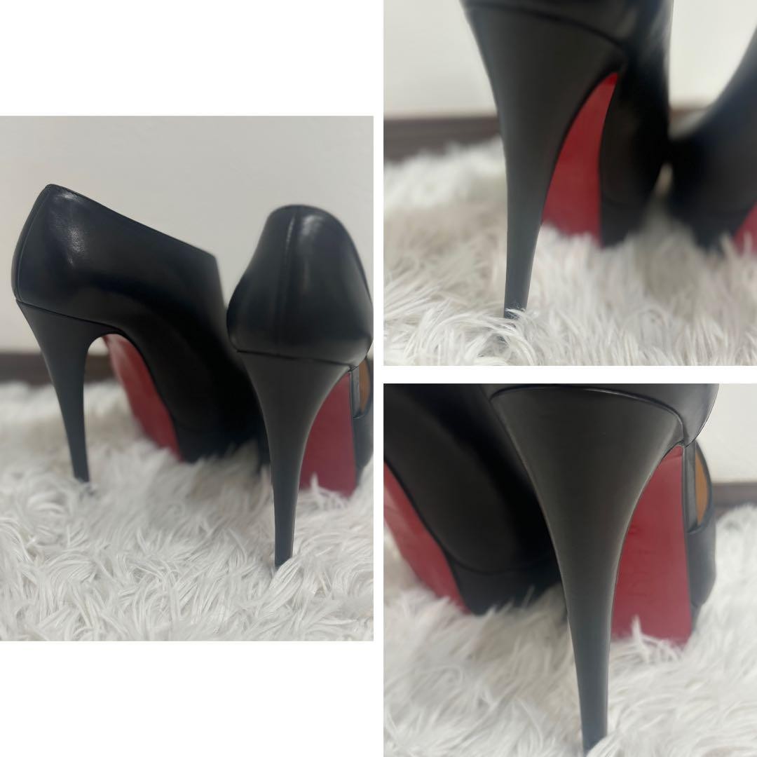 Christian Louboutin Shoes Pumps Heel EU 37 US 7 Leather Black Authentic