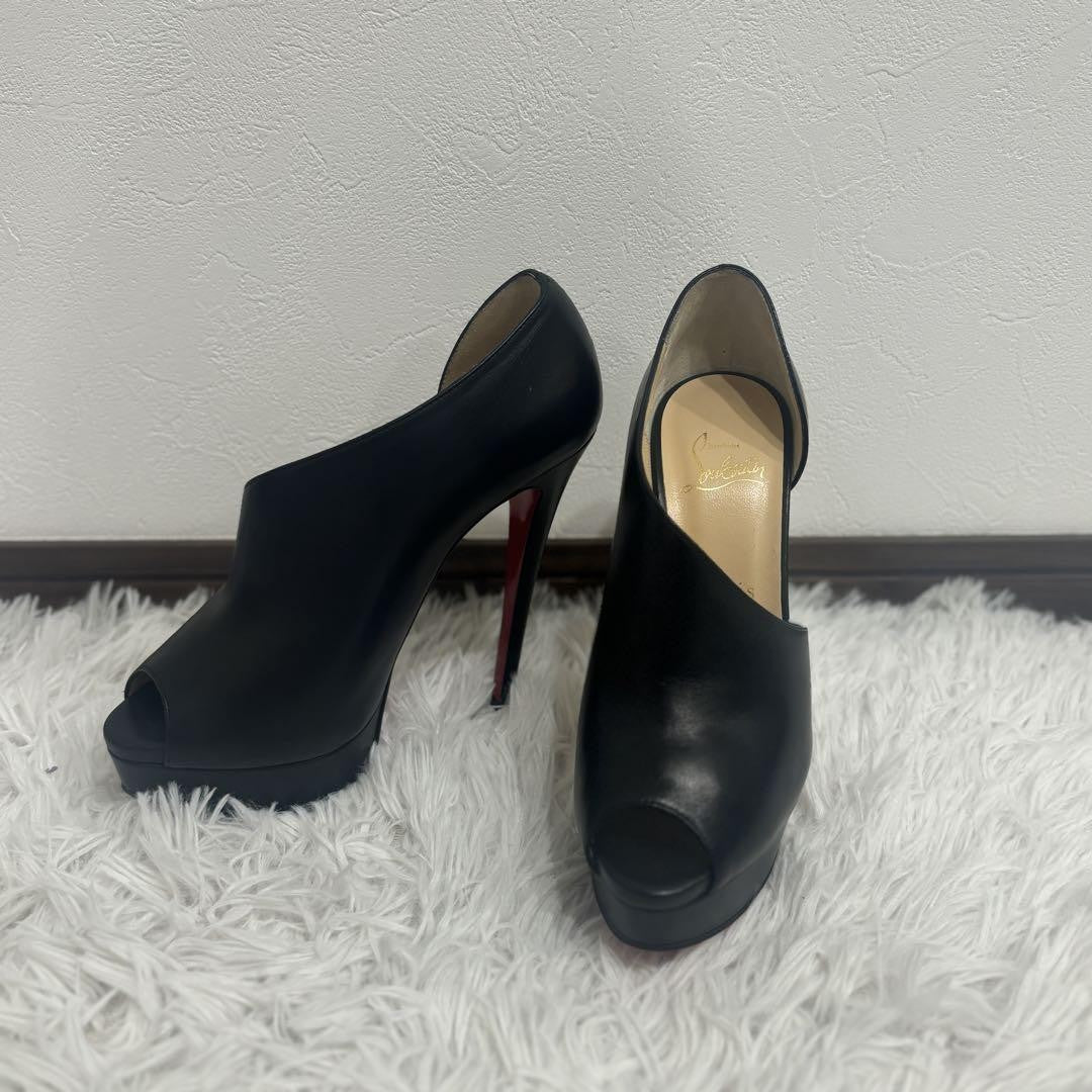 Christian Louboutin Shoes Pumps Heel EU 37 US 7 Leather Black Authentic