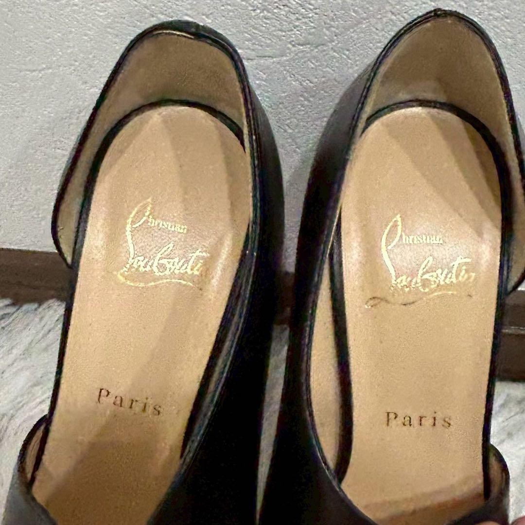 Christian Louboutin Shoes Pumps Heel EU 37 US 7 Leather Black Authentic