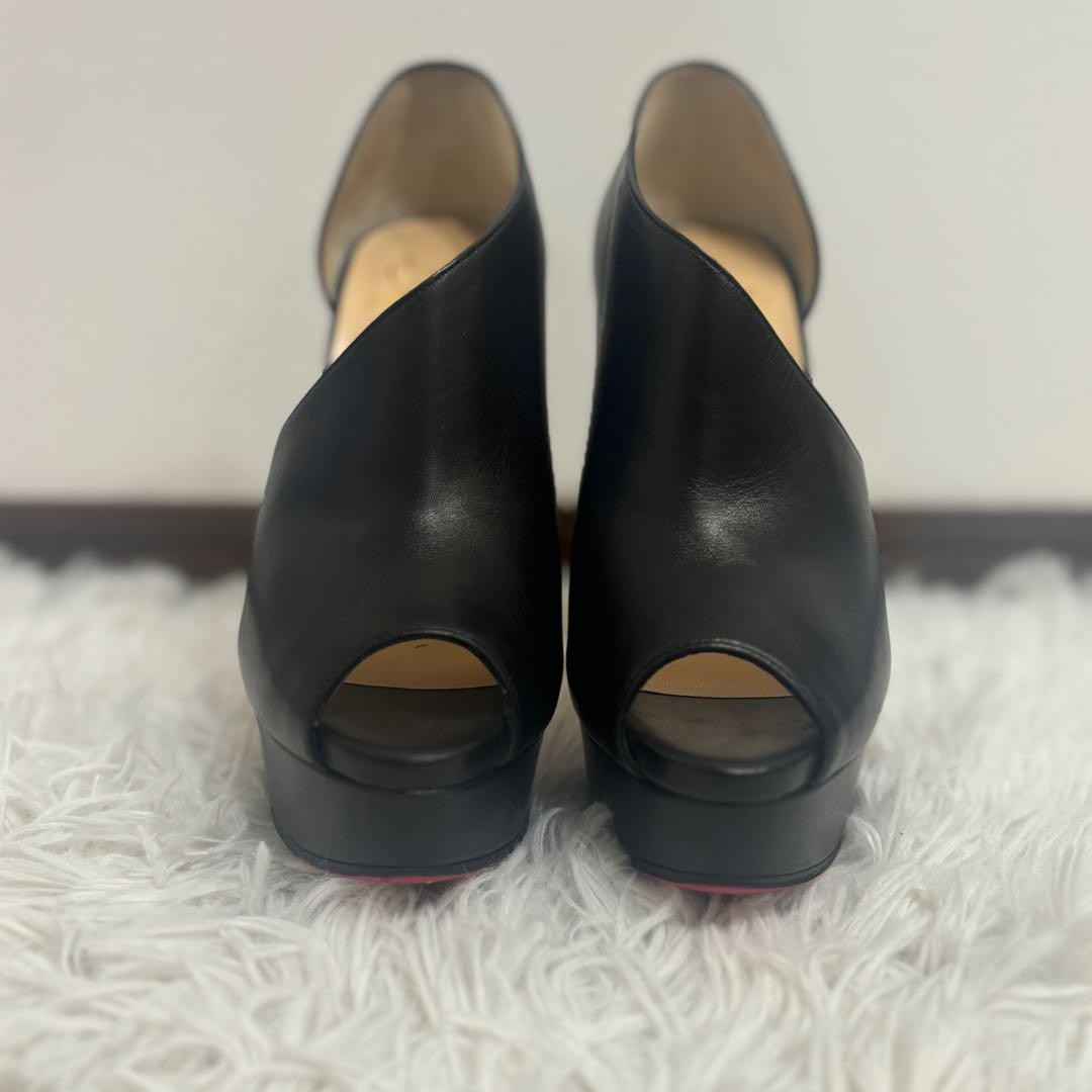 Christian Louboutin Shoes Pumps Heel EU 37 US 7 Leather Black Authentic