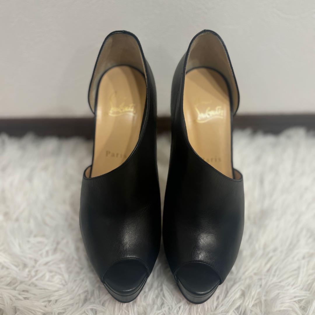 Christian Louboutin Shoes Pumps Heel EU 37 US 7 Leather Black Authentic