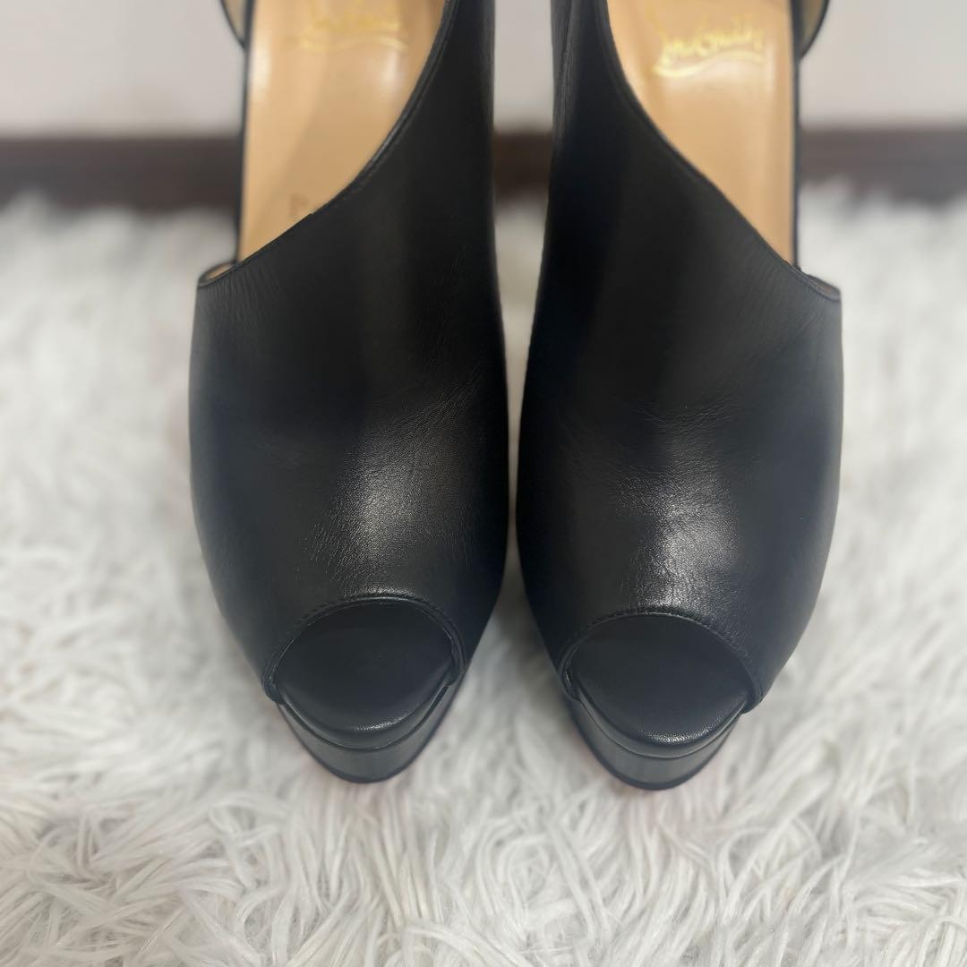 Christian Louboutin Shoes Pumps Heel EU 37 US 7 Leather Black Authentic