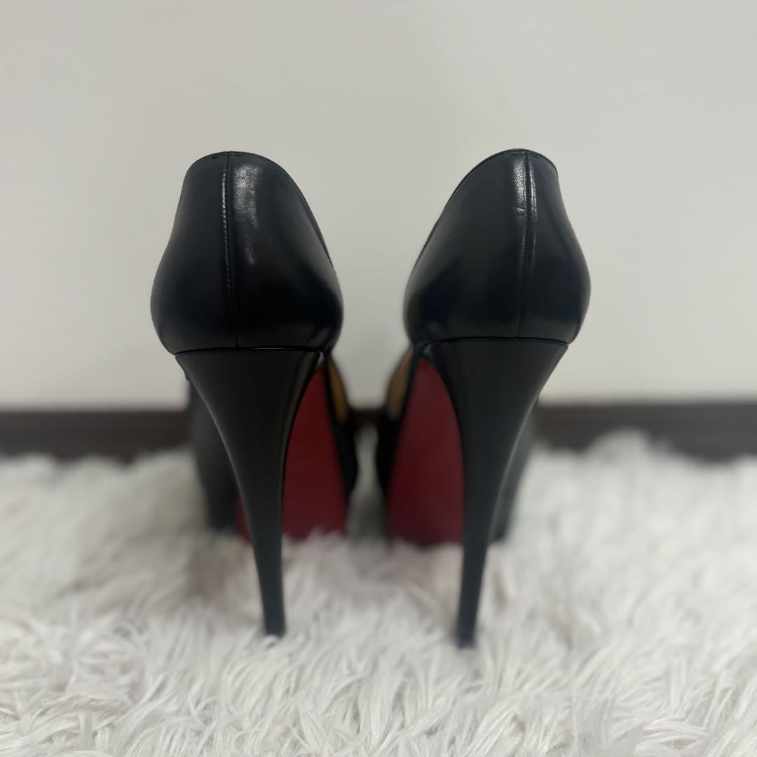 Christian Louboutin Shoes Pumps Heel EU 37 US 7 Leather Black Authentic