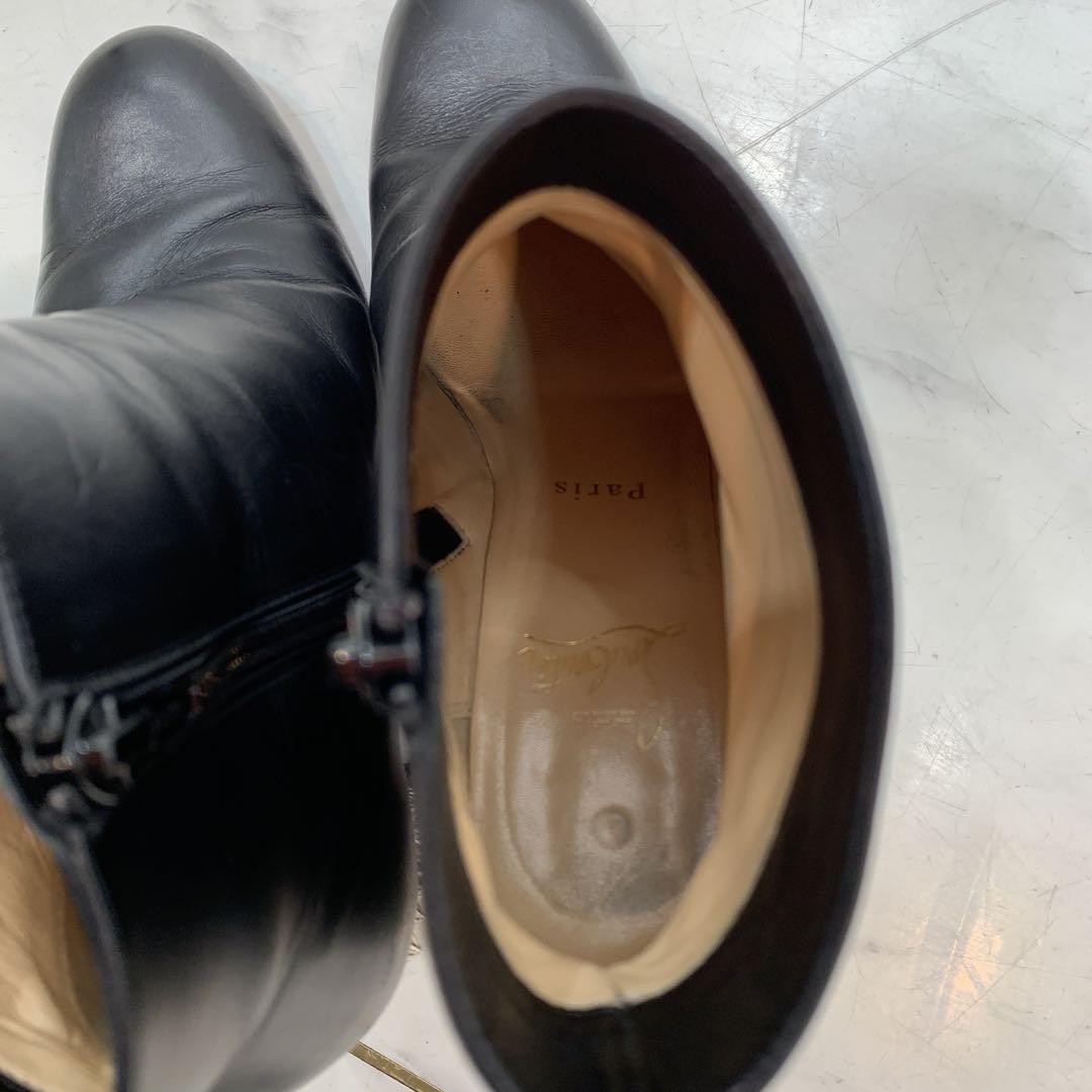 Christian Louboutin Short Boots Shoes Studs EU 36.5 US 6.5 Leather Black Auth