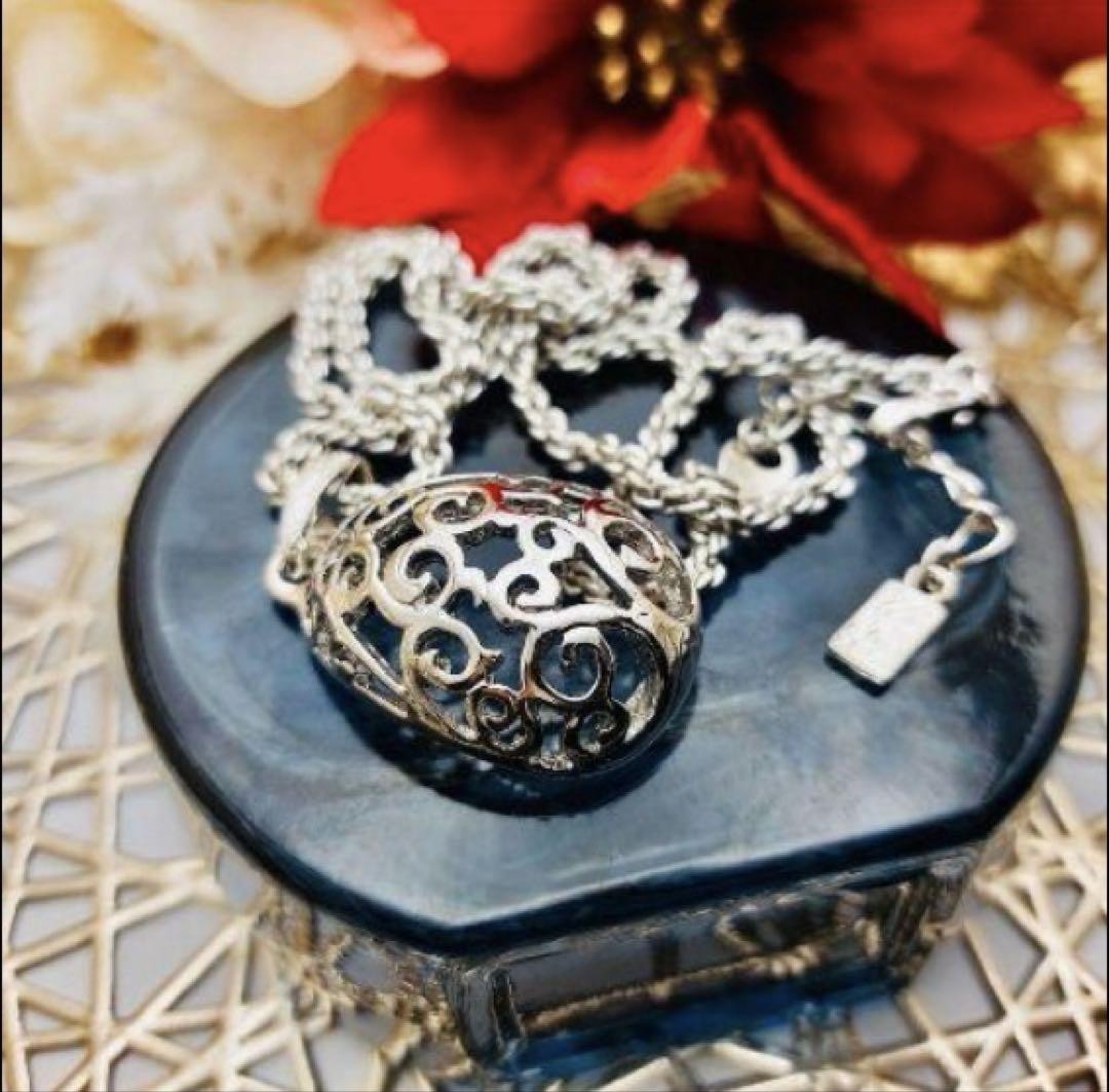 Saint Laurent Necklace Pendant YSL Cassandra Silver Authentic