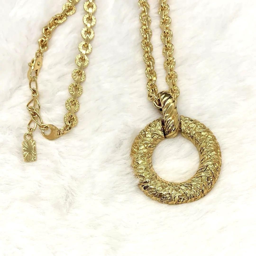 Saint Laurent Necklace Pendant Circle YSL Cassandra Gold Authentic