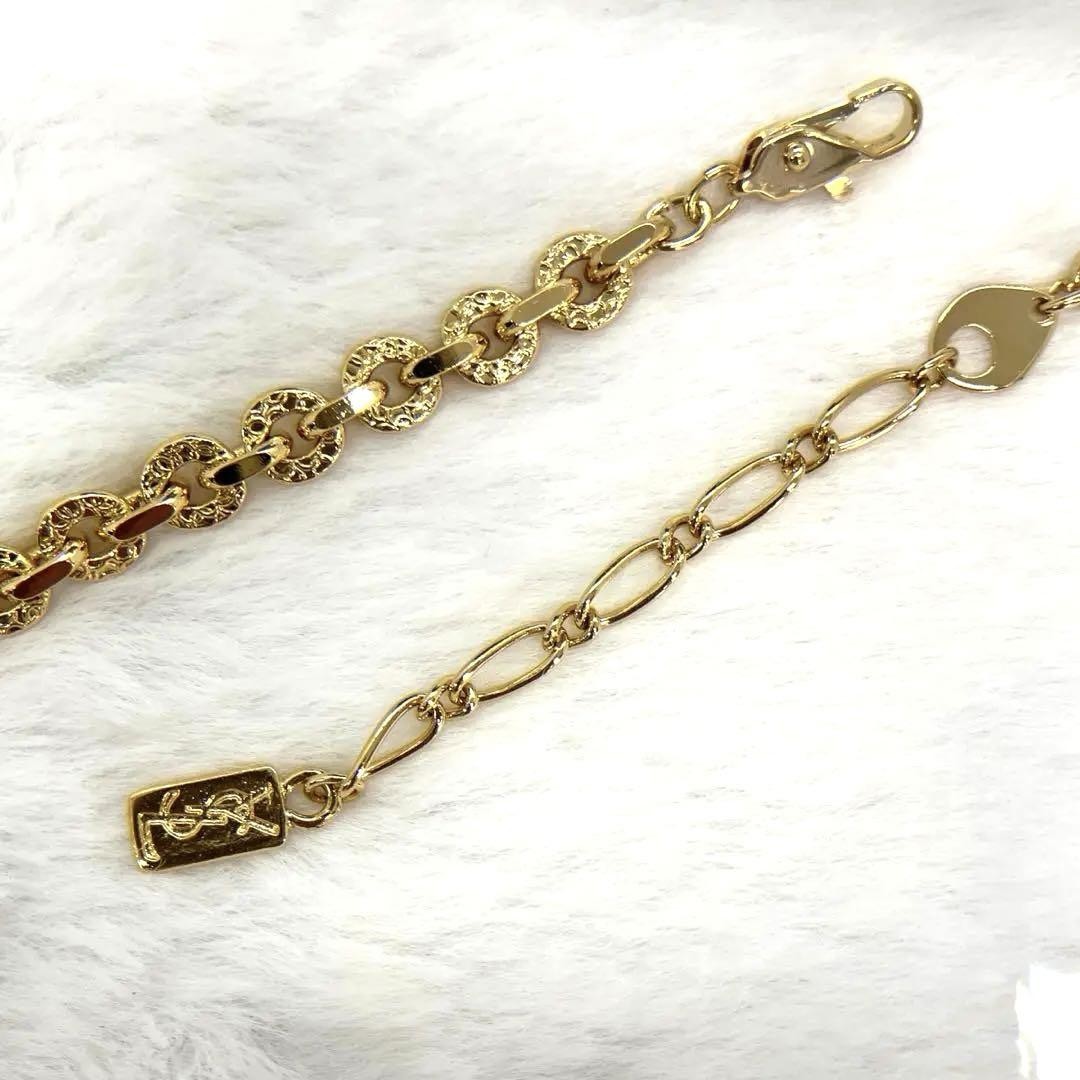 Saint Laurent Necklace Pendant Circle YSL Cassandra Gold Authentic