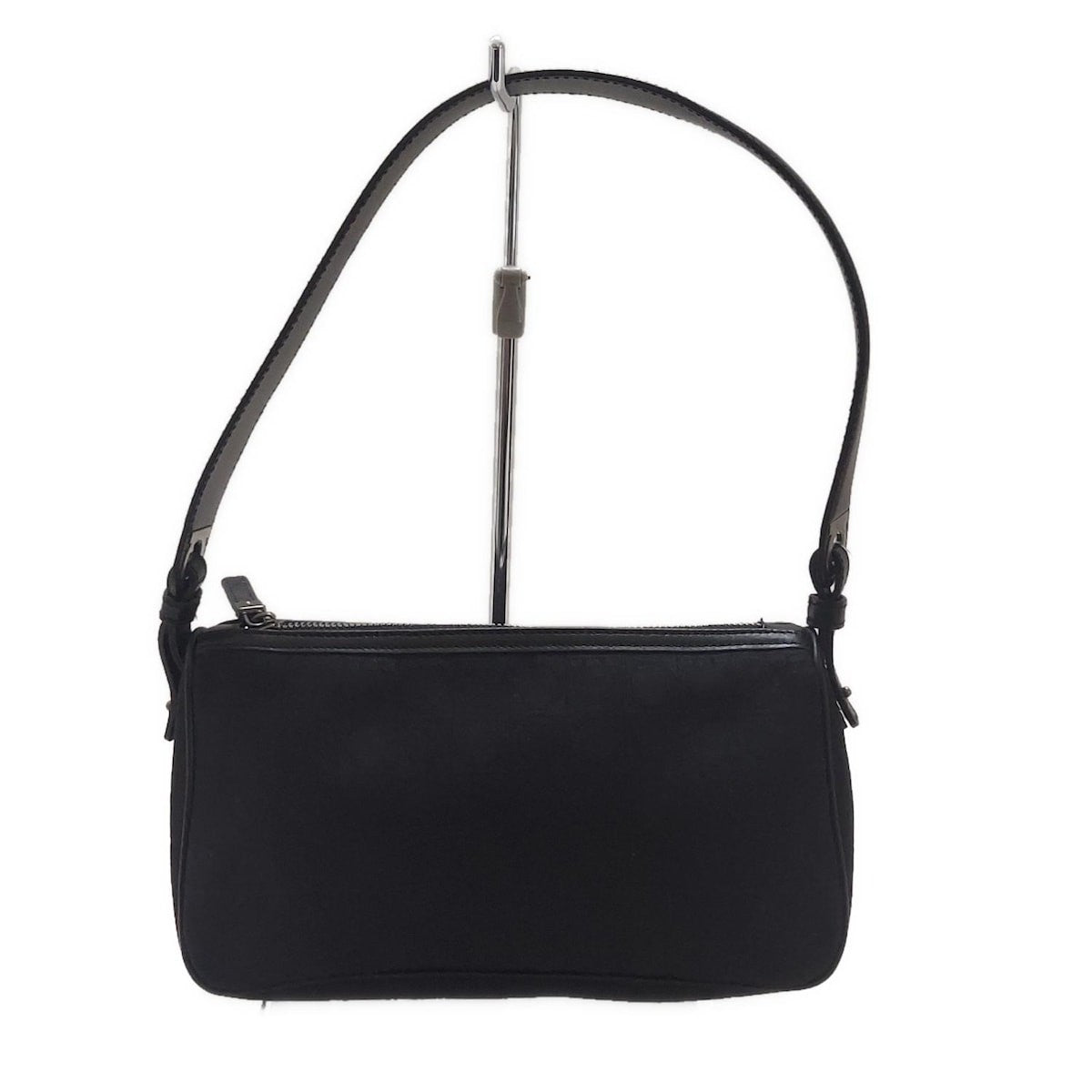 Salvatore Ferragamo Shoulder Bag Purse Gancini Jacquard Leather Black Authentic