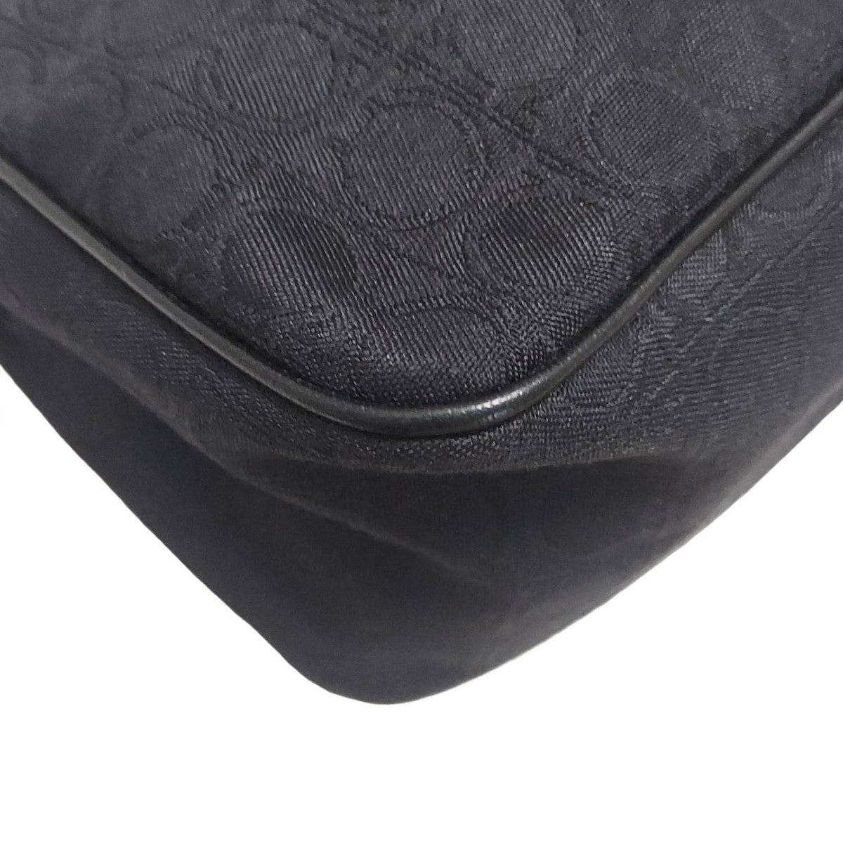 Salvatore Ferragamo Shoulder Bag Purse Gancini Jacquard Leather Black Authentic