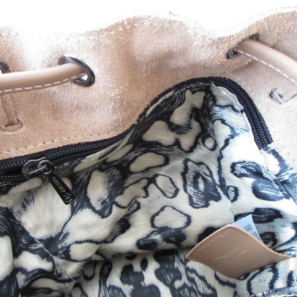 Longchamp Shoulder Bag Purse Suede Brown Beige Authentic