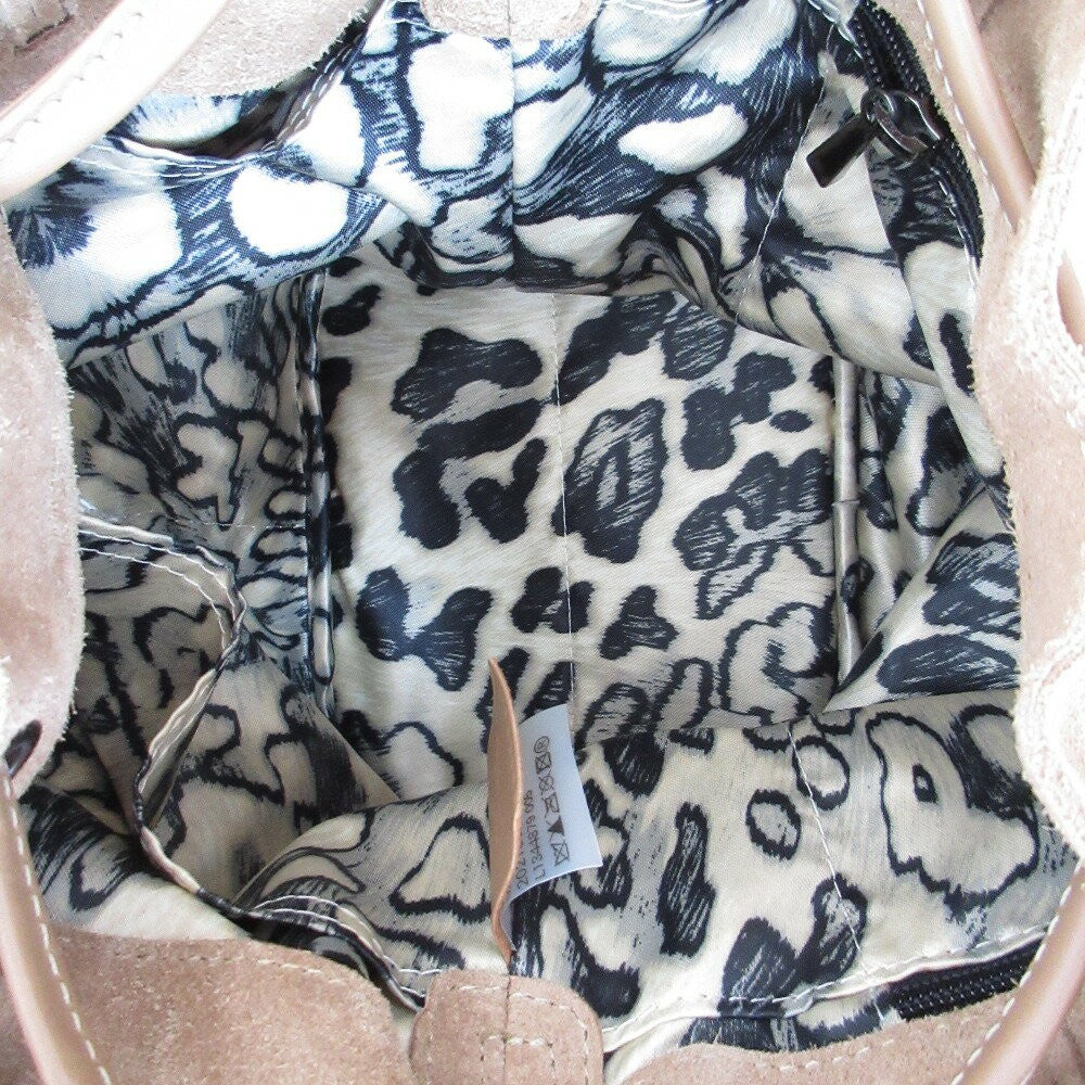 Longchamp Shoulder Bag Purse Suede Brown Beige Authentic