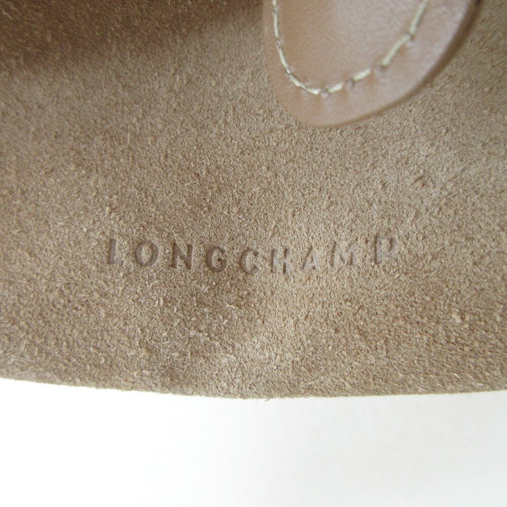 Longchamp Shoulder Bag Purse Suede Brown Beige Authentic
