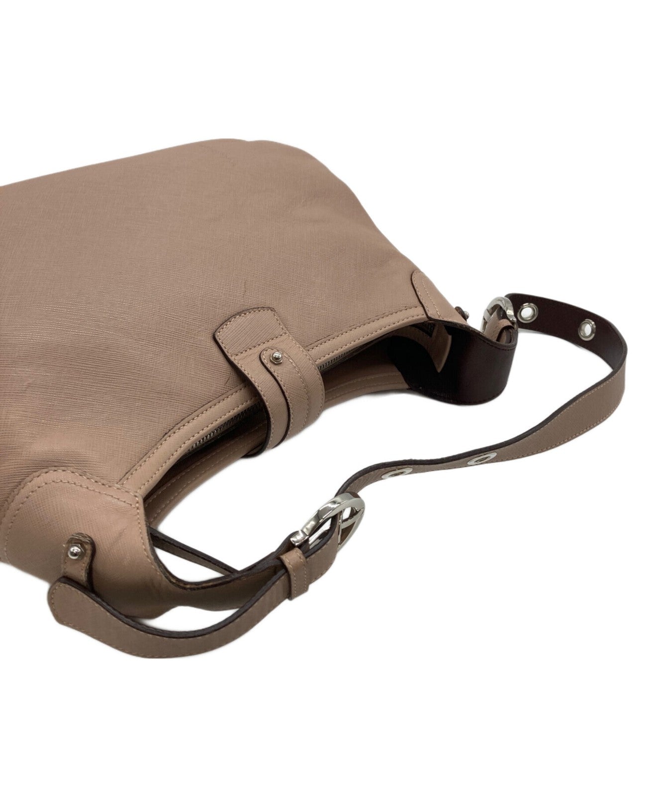 Salvatore Ferragamo Shoulder Bag Purse Gancini Beige Authentic