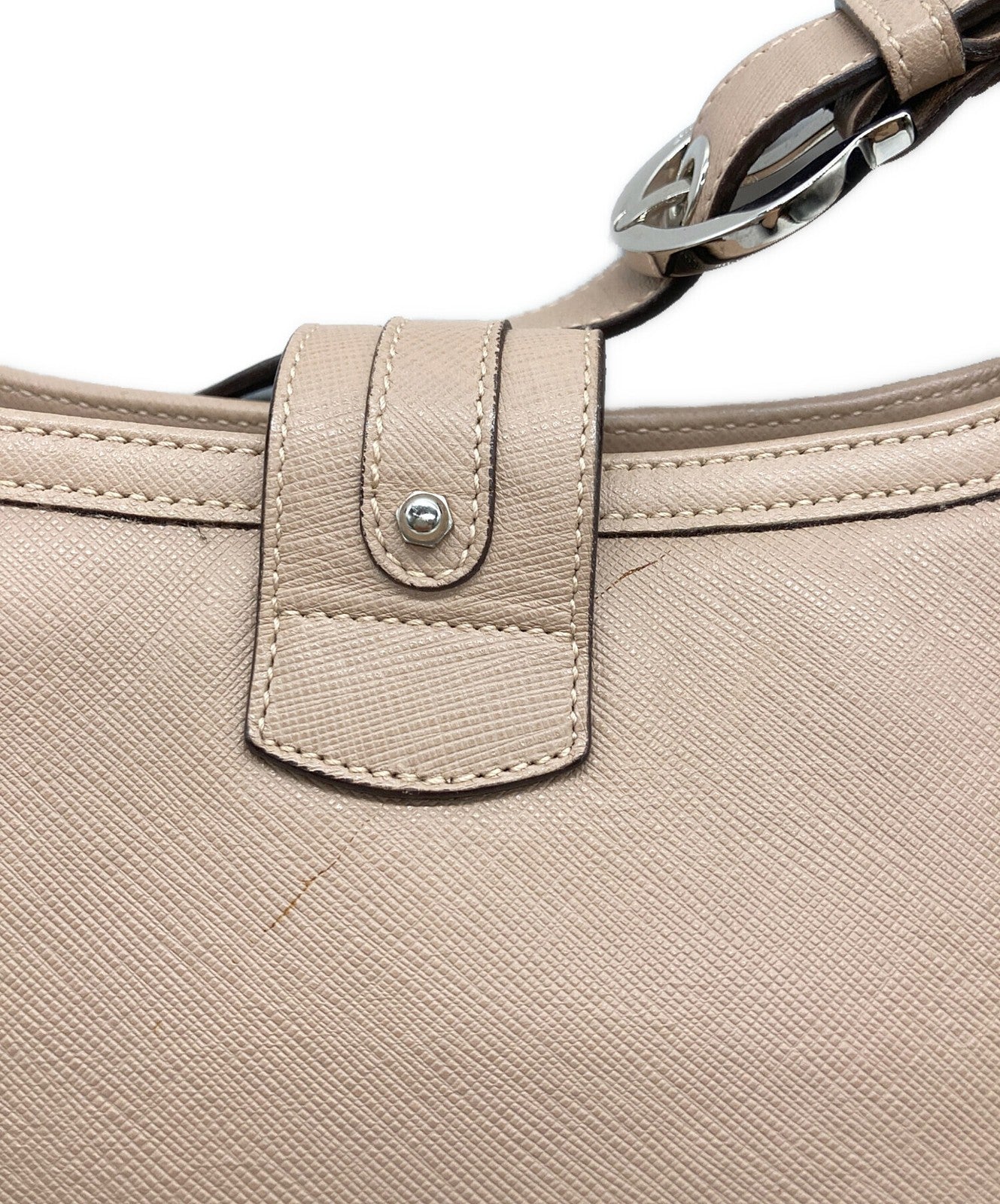 Salvatore Ferragamo Shoulder Bag Purse Gancini Beige Authentic