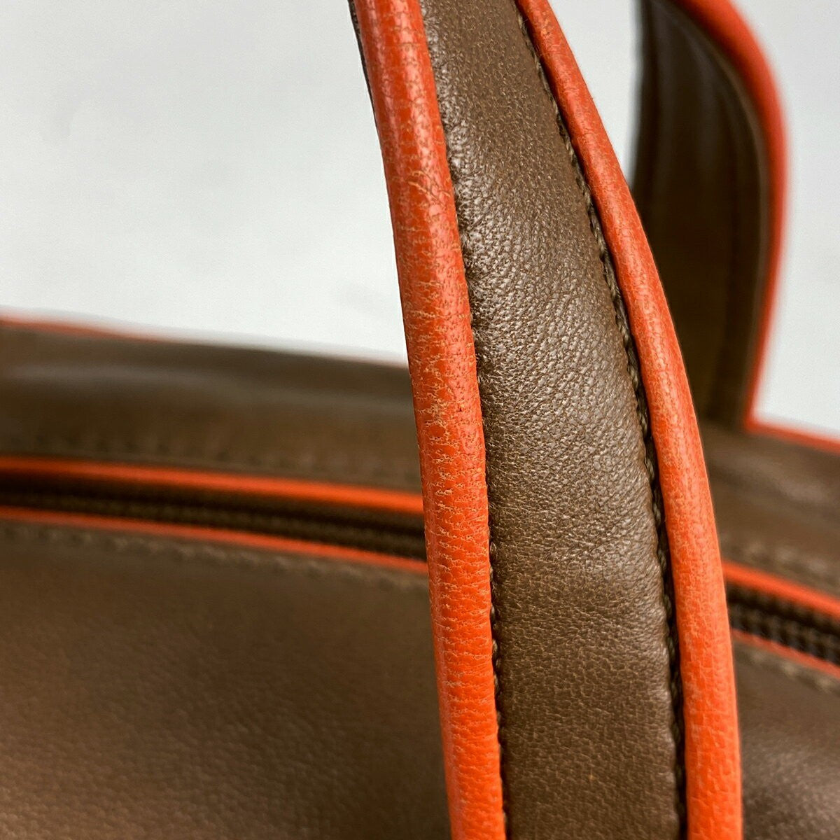 LOEWE Hand Bag Tote Purse Logo Leather Brown Authentic
