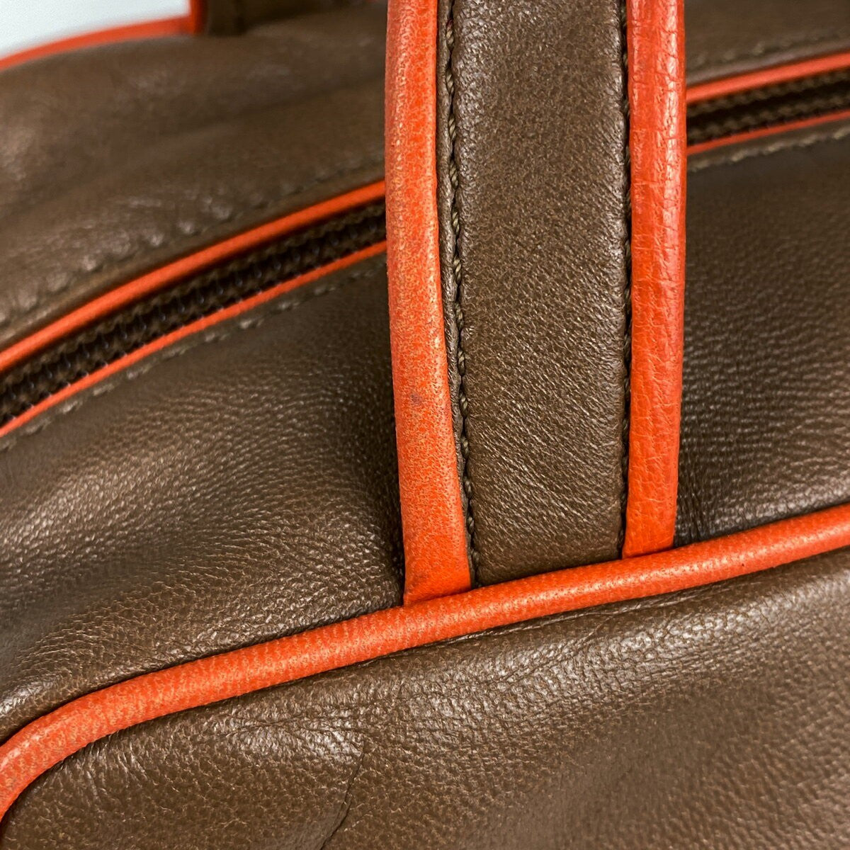 LOEWE Hand Bag Tote Purse Logo Leather Brown Authentic