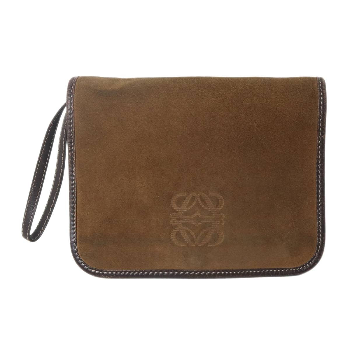 LOEWE Clutch Bag Second Bag Anagram Camel Authentic