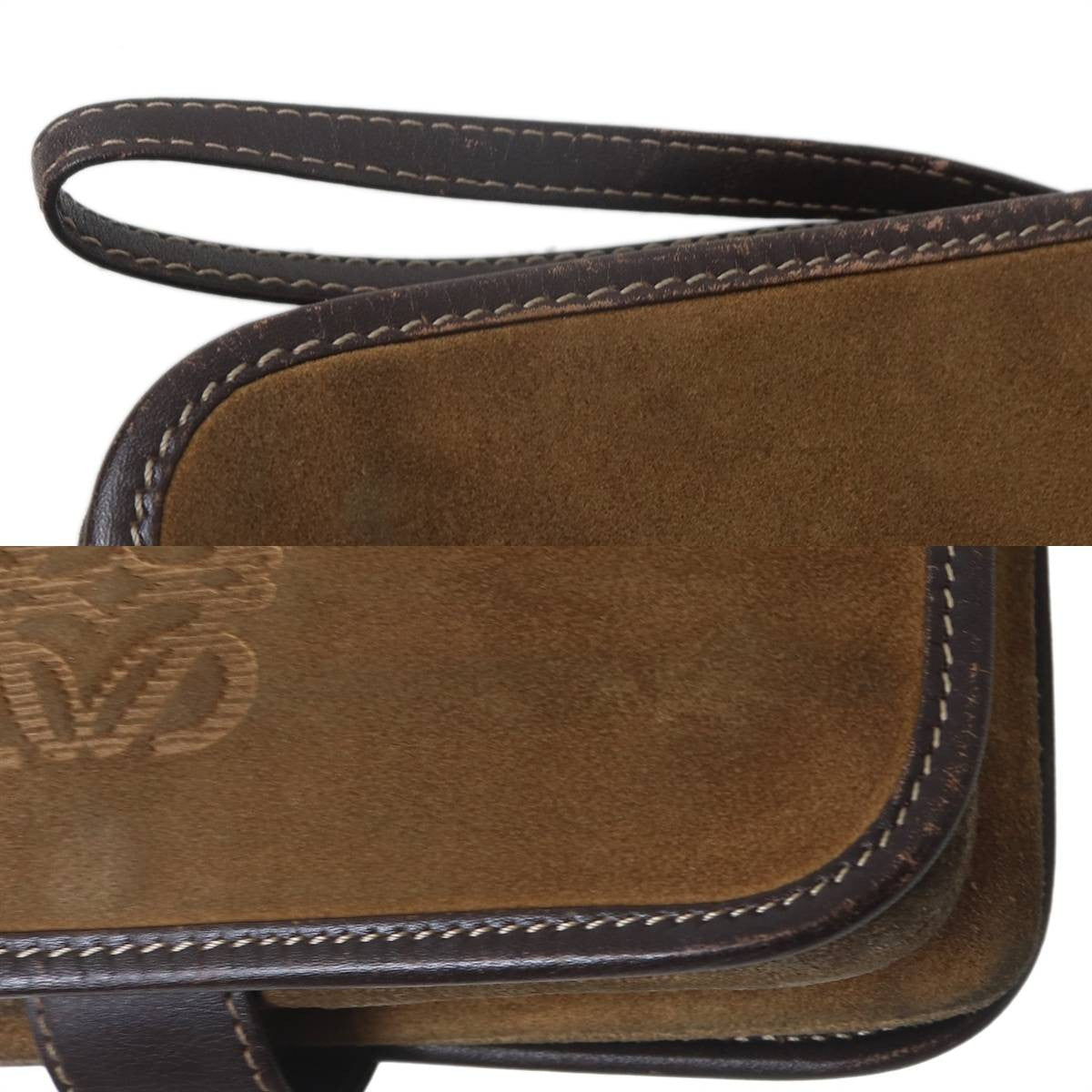 LOEWE Clutch Bag Second Bag Anagram Camel Authentic