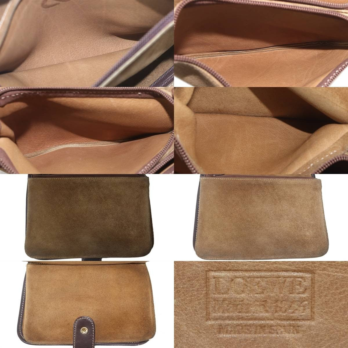 LOEWE Clutch Bag Second Bag Anagram Camel Authentic