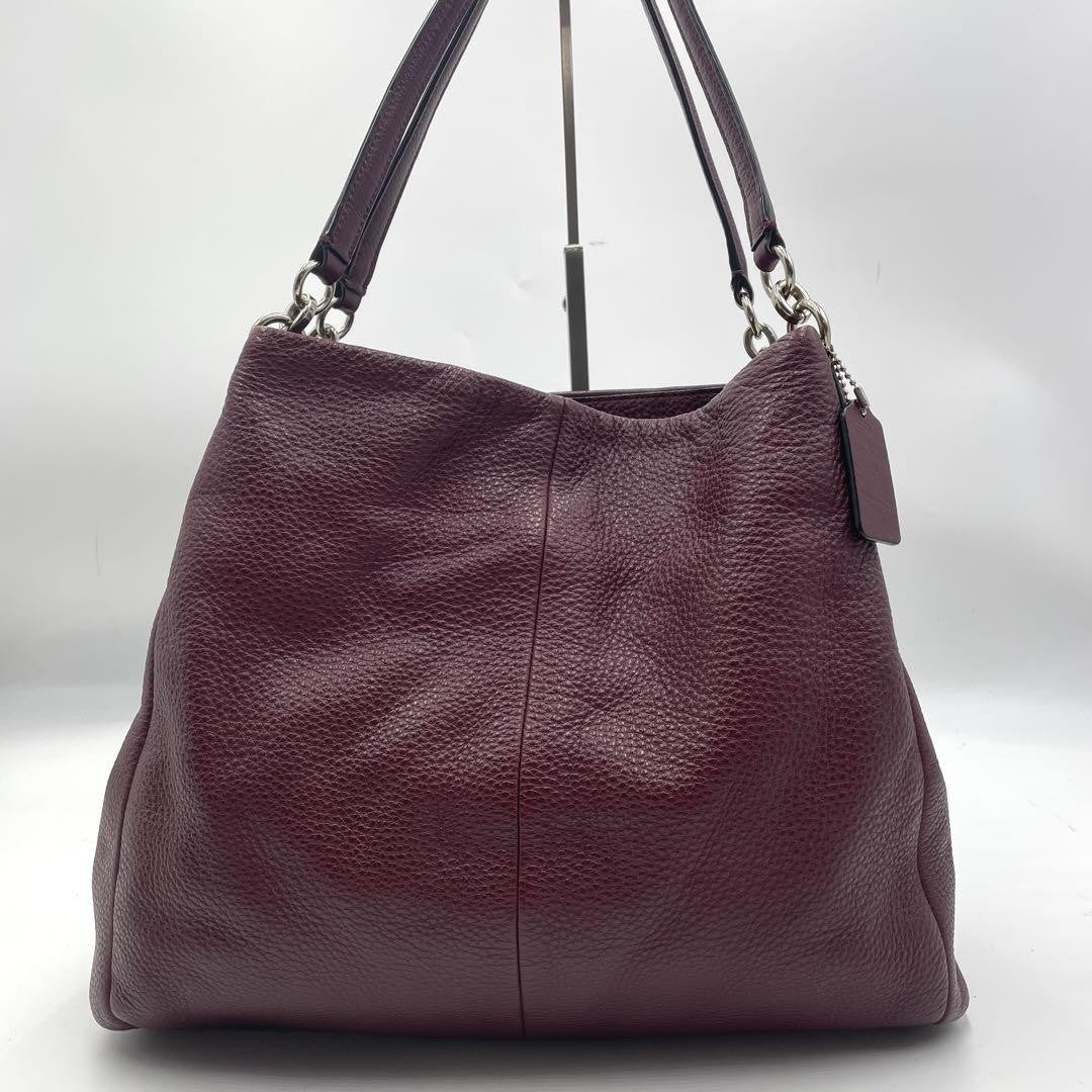 COACH Shoulder Bag Purse Leather Bordeaux Authentic