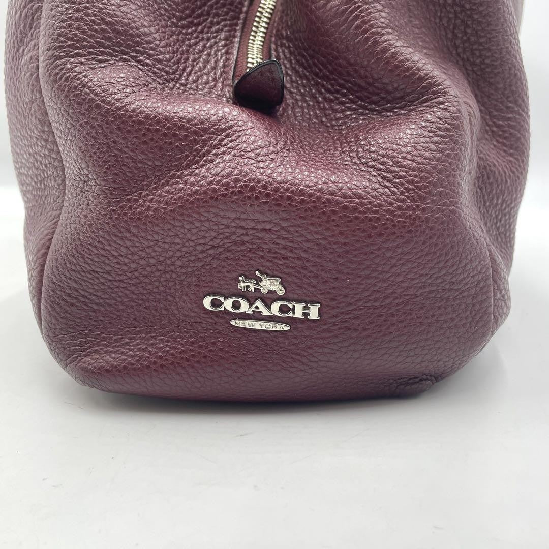 COACH Shoulder Bag Purse Leather Bordeaux Authentic