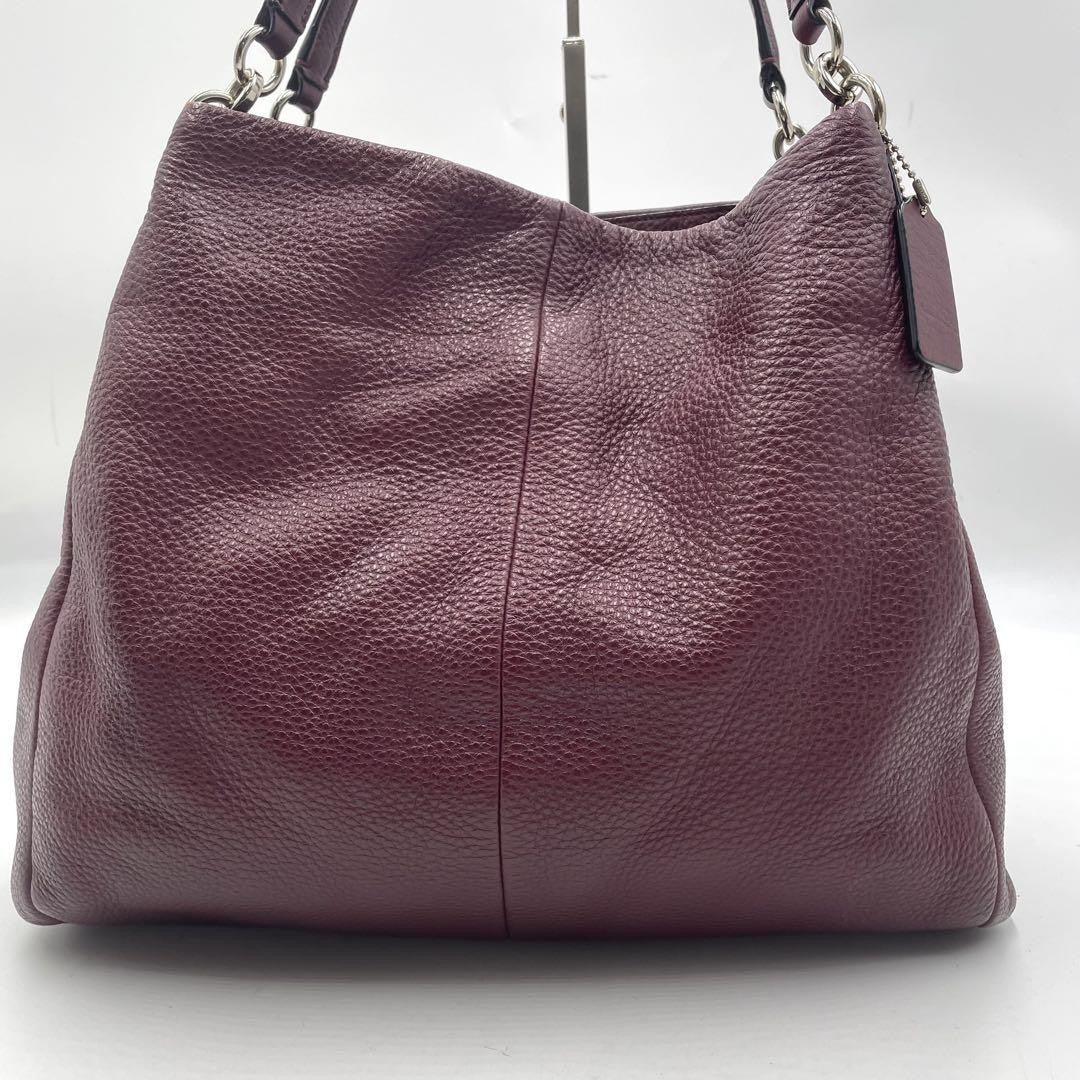 COACH Shoulder Bag Purse Leather Bordeaux Authentic
