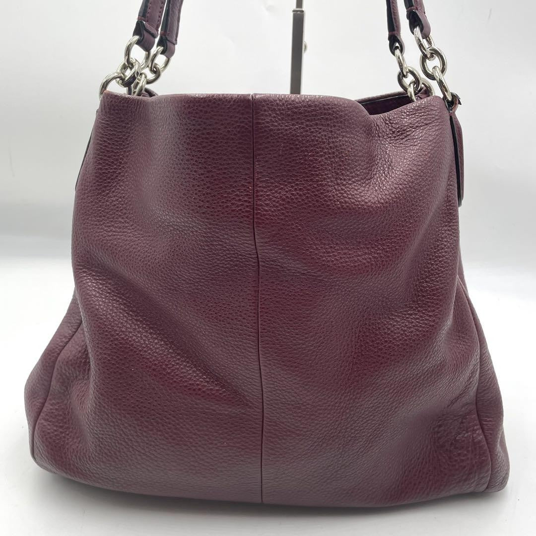 COACH Shoulder Bag Purse Leather Bordeaux Authentic