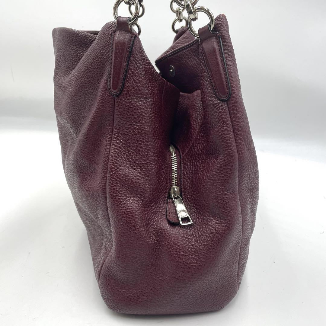 COACH Shoulder Bag Purse Leather Bordeaux Authentic