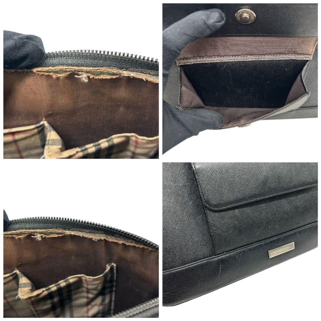 BURBERRY Hand Bag Tote Purse Nova Check PVC Black Authentic