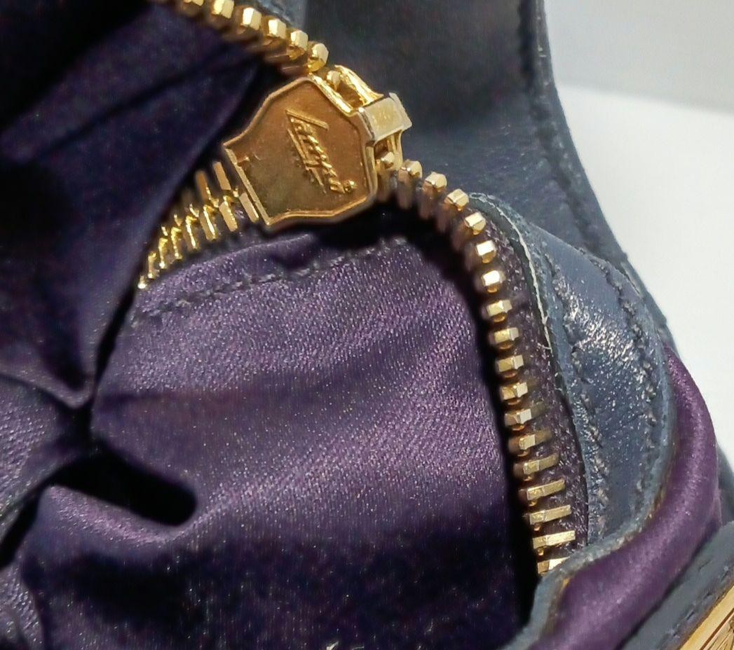 MIU MIU Hand Shoulder Bag Tote Purse 2way Logo Navy Gold Authentic